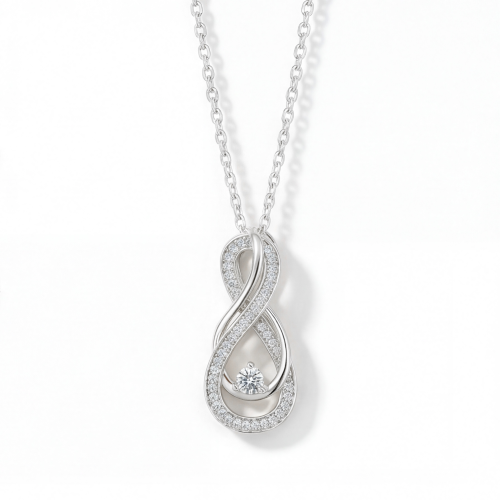 Infinity - Twisting Pavé Moissanite Pendant