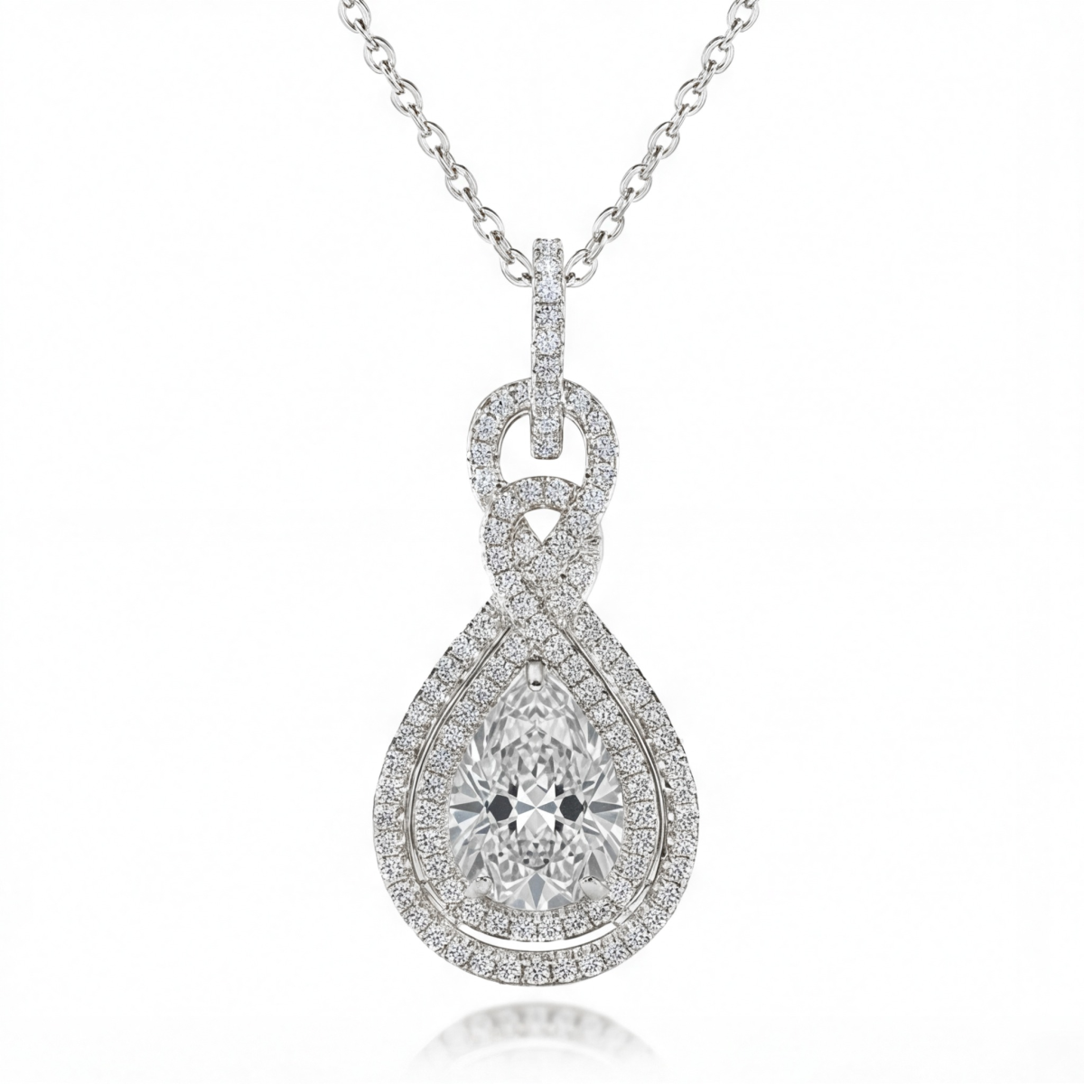 Pearla - Pear-Cut Moissanite Pendant in Double Halo Design