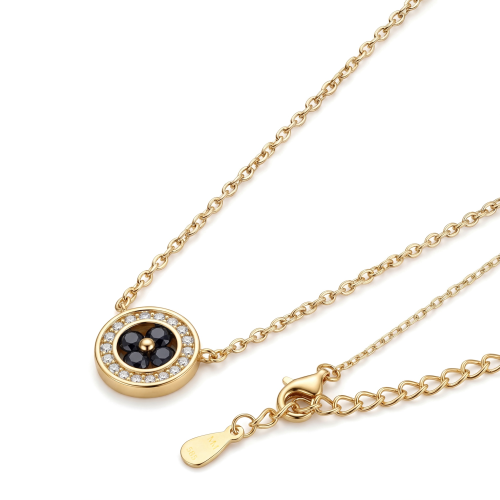 Nightfall - Black Moissanite Halo Pendant with Accented Border