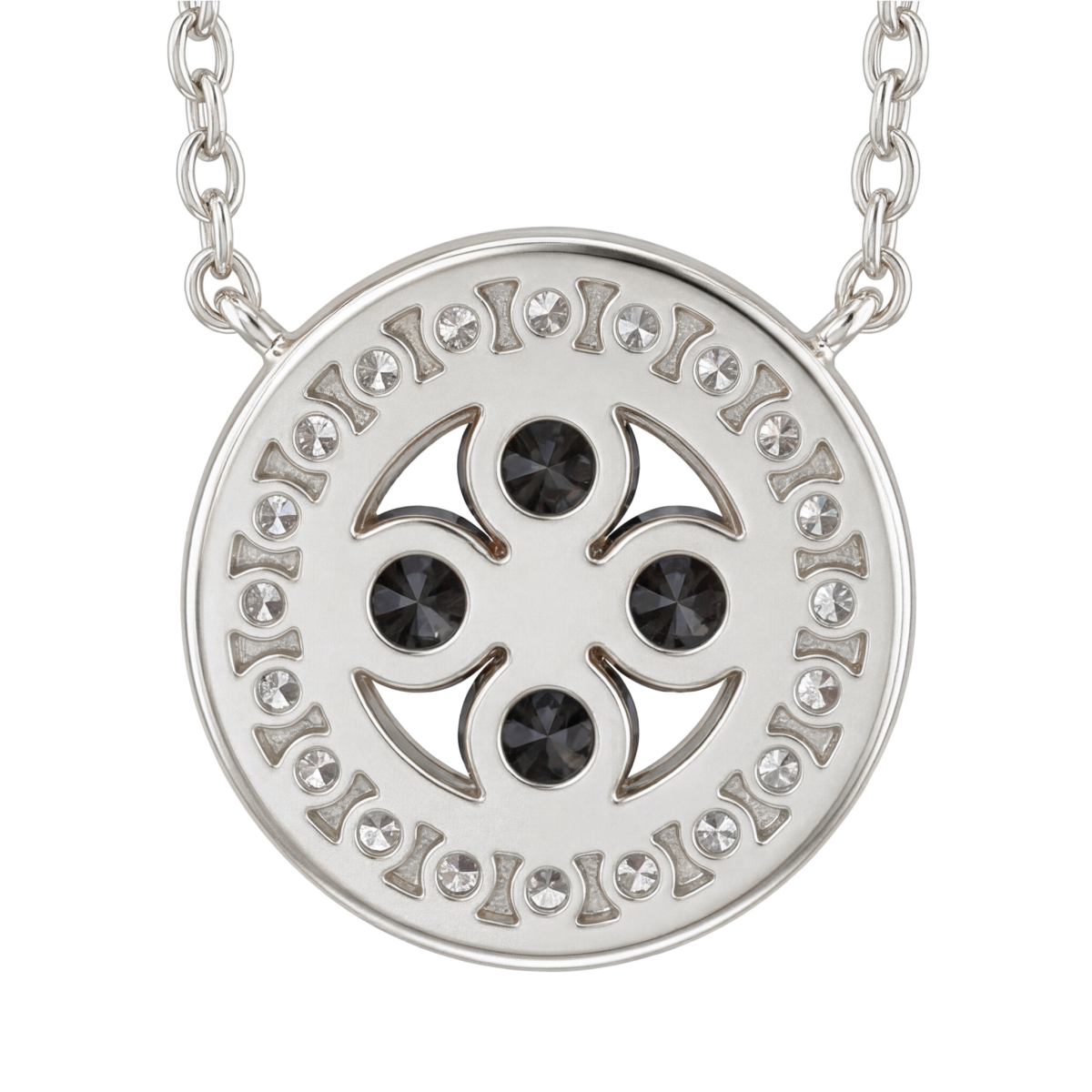 Nightfall - Black Moissanite Halo Pendant with Accented Border