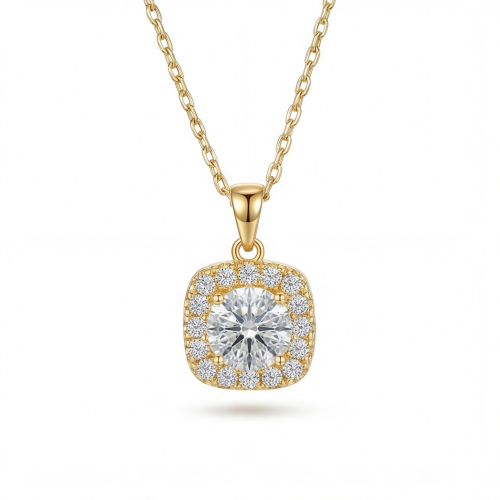 Haloette - Moissanite Pendant with Full Halo Detail