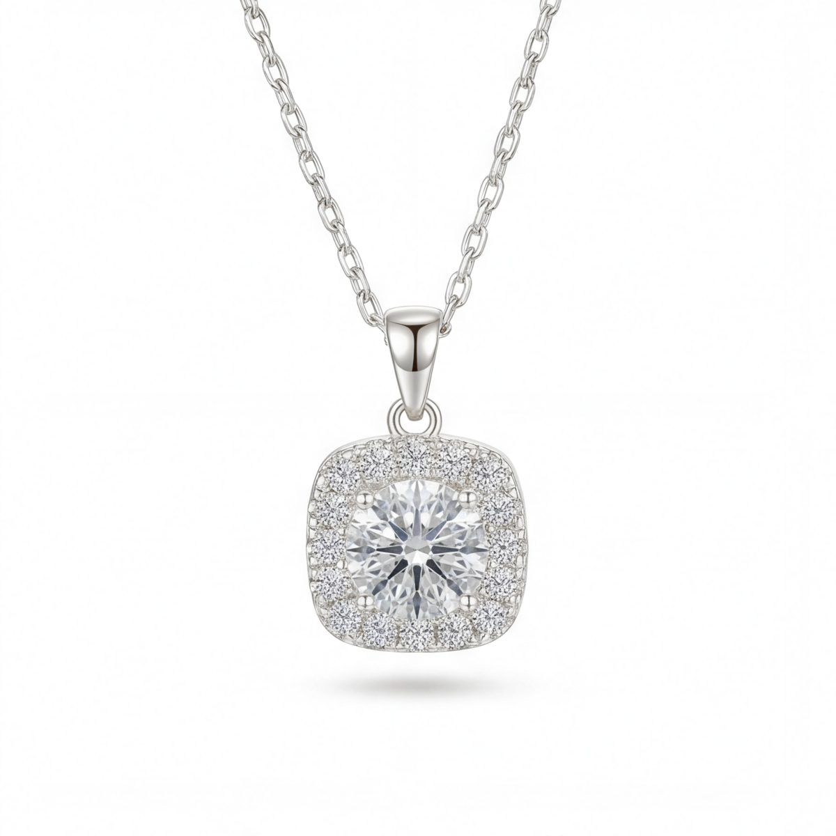 Haloette - Moissanite Pendant with Full Halo Detail