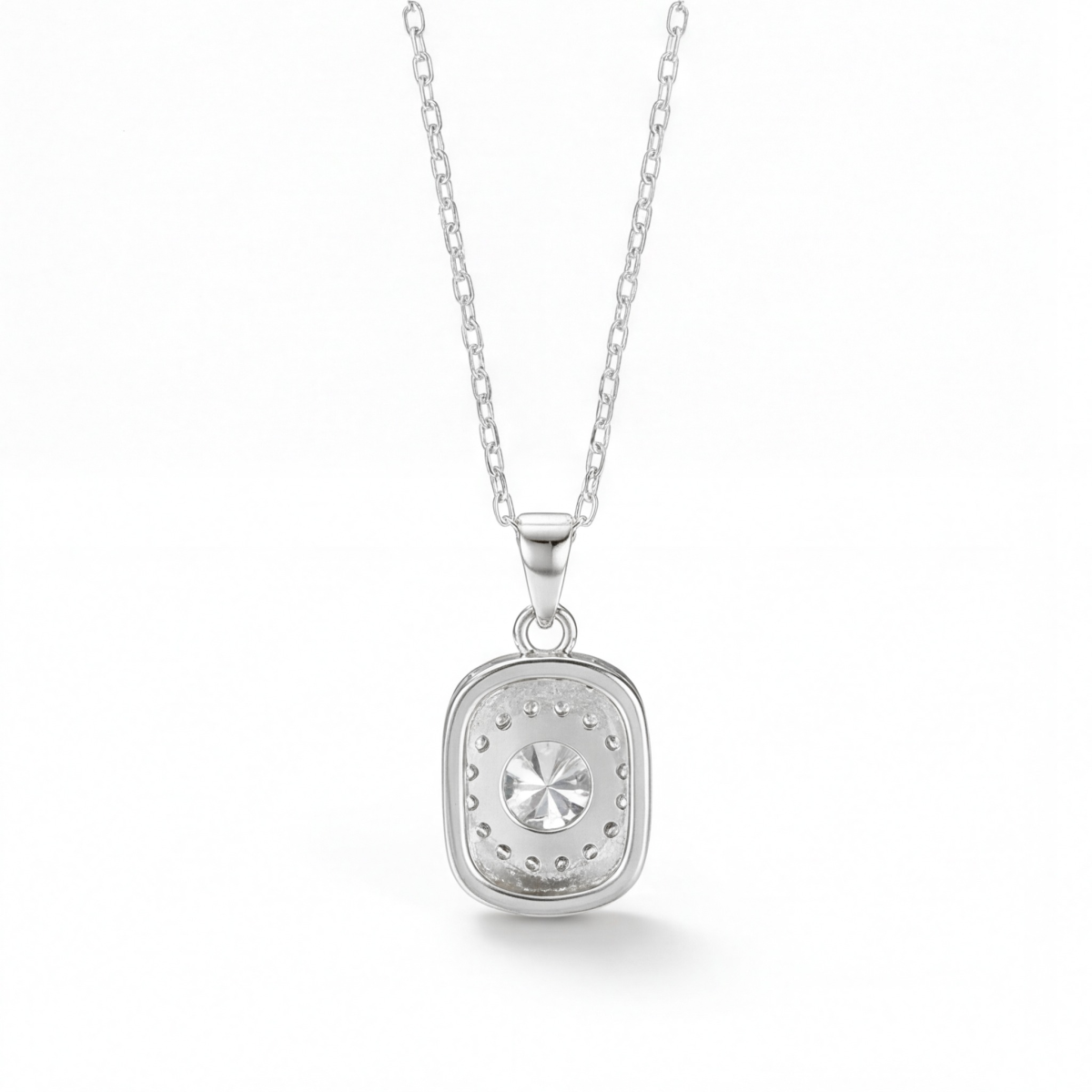 Memento - Brilliant Moissanite Pendant in Pave Halo Design