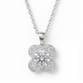 Flora - Clover Design Moissanite Pendant with Pavé Accents