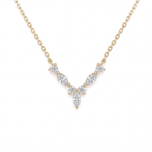 Adelina - Elegant Moissanite Necklace with Marquise Accents