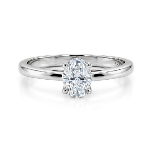 Ovaline - Moissanite Ring with Minimalistic Side Stones
