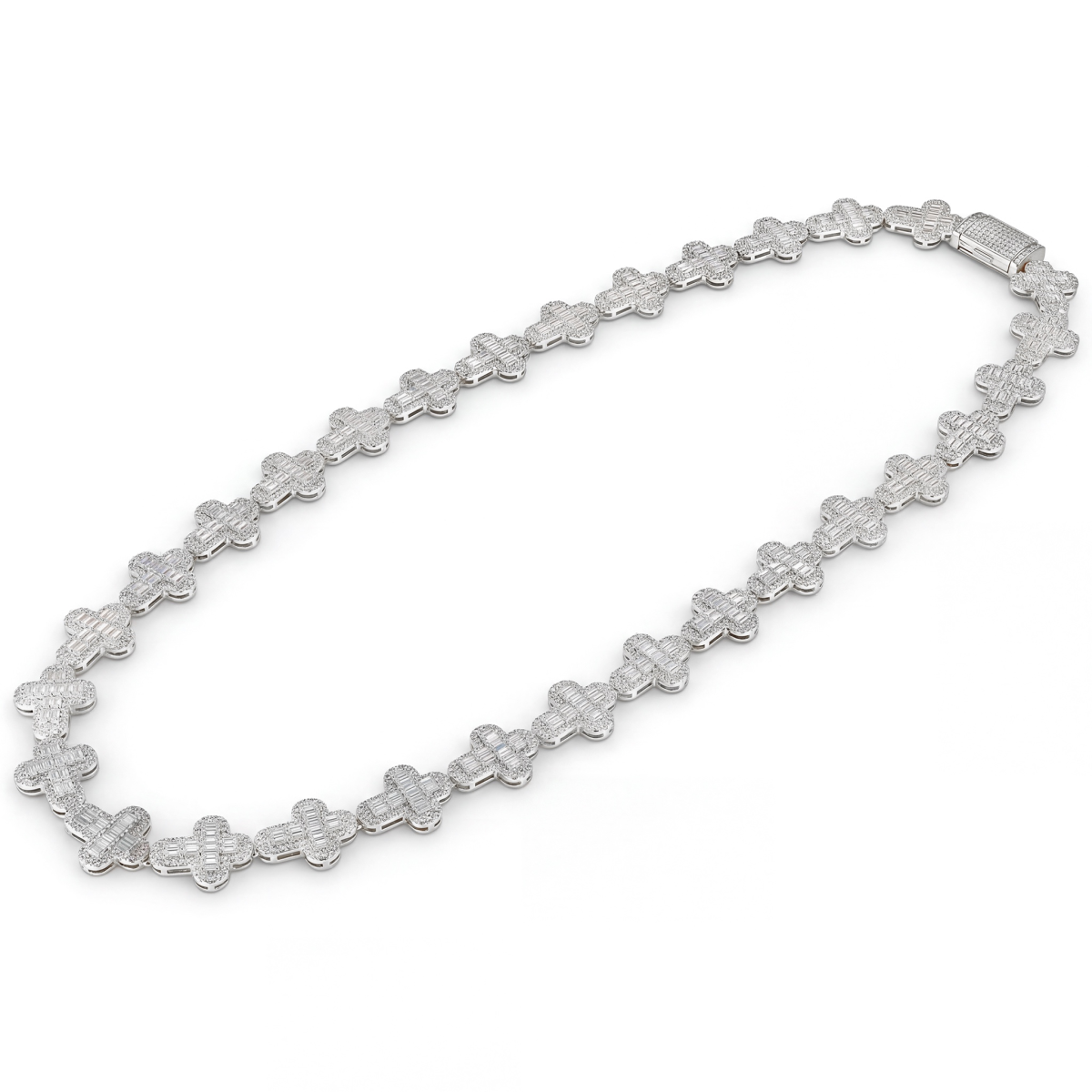 Virtuoso - Emerald Cut Moissanite Pavé Cross Chain With Statement Clasp