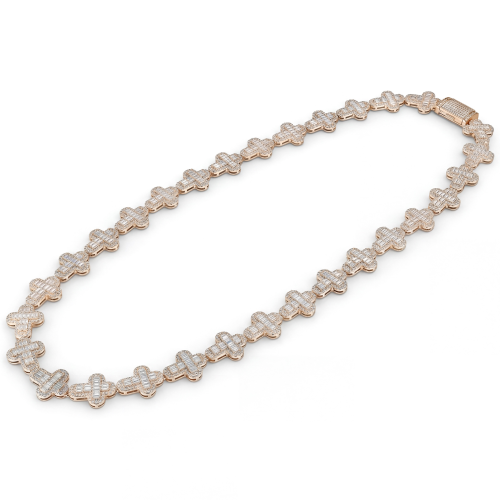 Virtuoso - Emerald Cut Moissanite Pavé Cross Chain With Statement Clasp
