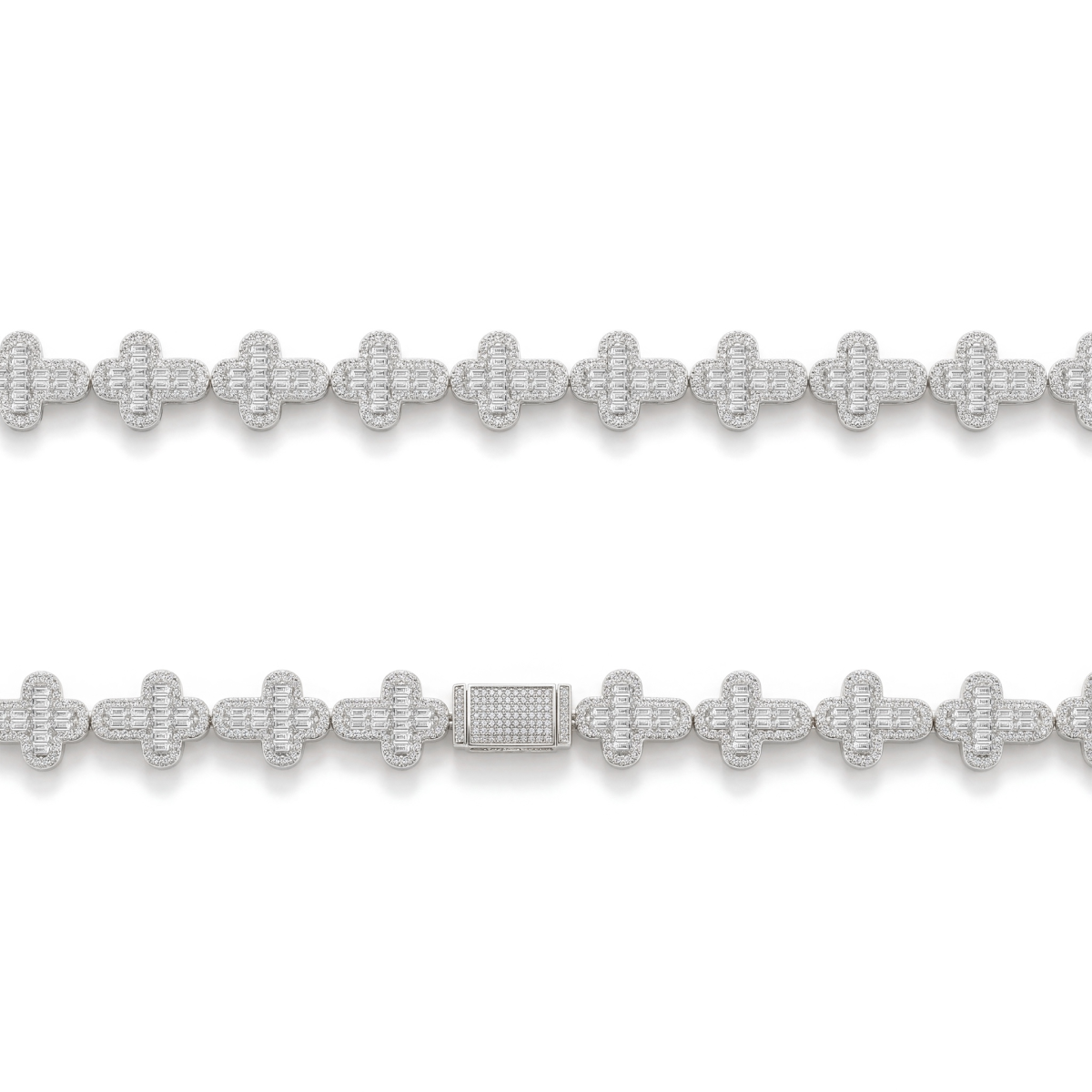Virtuoso - Emerald Cut Moissanite Pavé Cross Chain With Statement Clasp