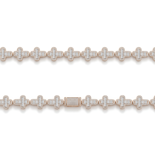 Virtuoso - Emerald Cut Moissanite Pavé Cross Chain With Statement Clasp