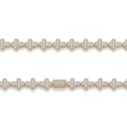 Virtuoso - Emerald Cut Moissanite Pavé Cross Chain With Statement Clasp
