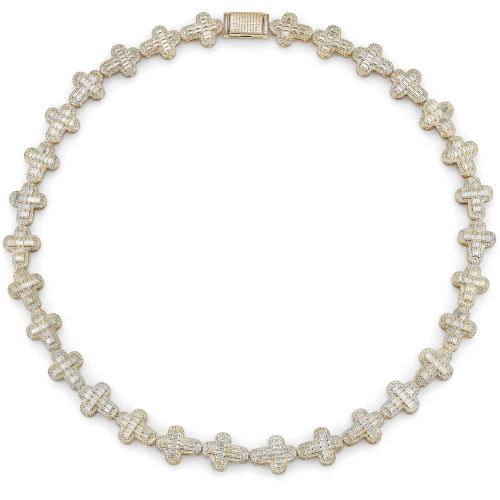 Virtuoso - Emerald Cut Moissanite Pavé Cross Chain With Statement Clasp