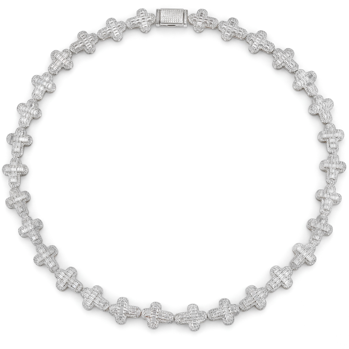 Virtuoso - Emerald Cut Moissanite Pavé Cross Chain With Statement Clasp