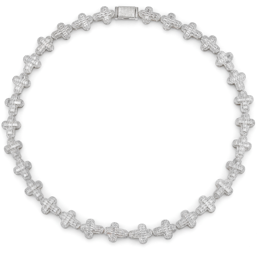 Virtuoso - Emerald Cut Moissanite Pavé Cross Chain With Statement Clasp