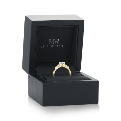 Olivette - Oval Cut Moissanite Engagement Ring with Marquise Side Stones