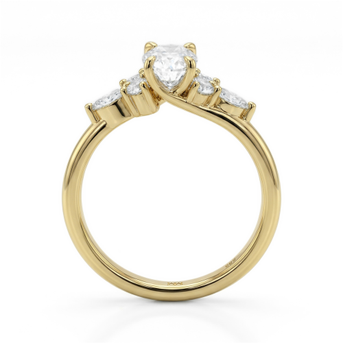 Olivette - Oval Cut Moissanite Engagement Ring with Marquise Side Stones