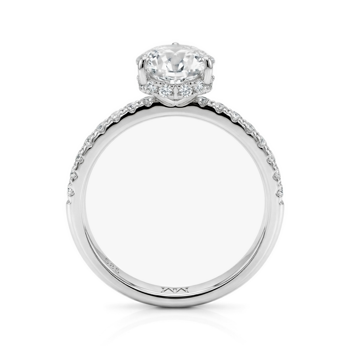 Amoretta - Heart Cut Moissanite Engagement Ring With Pavé Shoulders