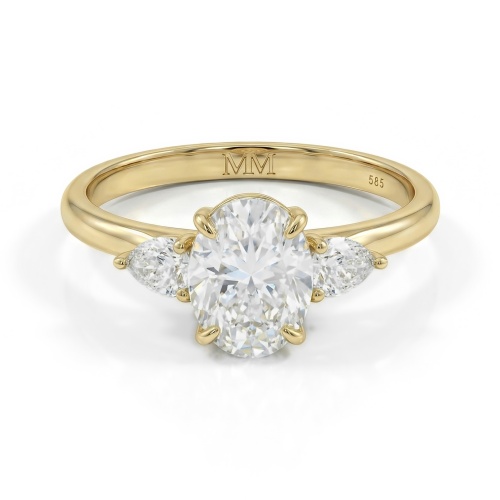 Vivienne - Oval Moissanite Trilogy Engagement Ring