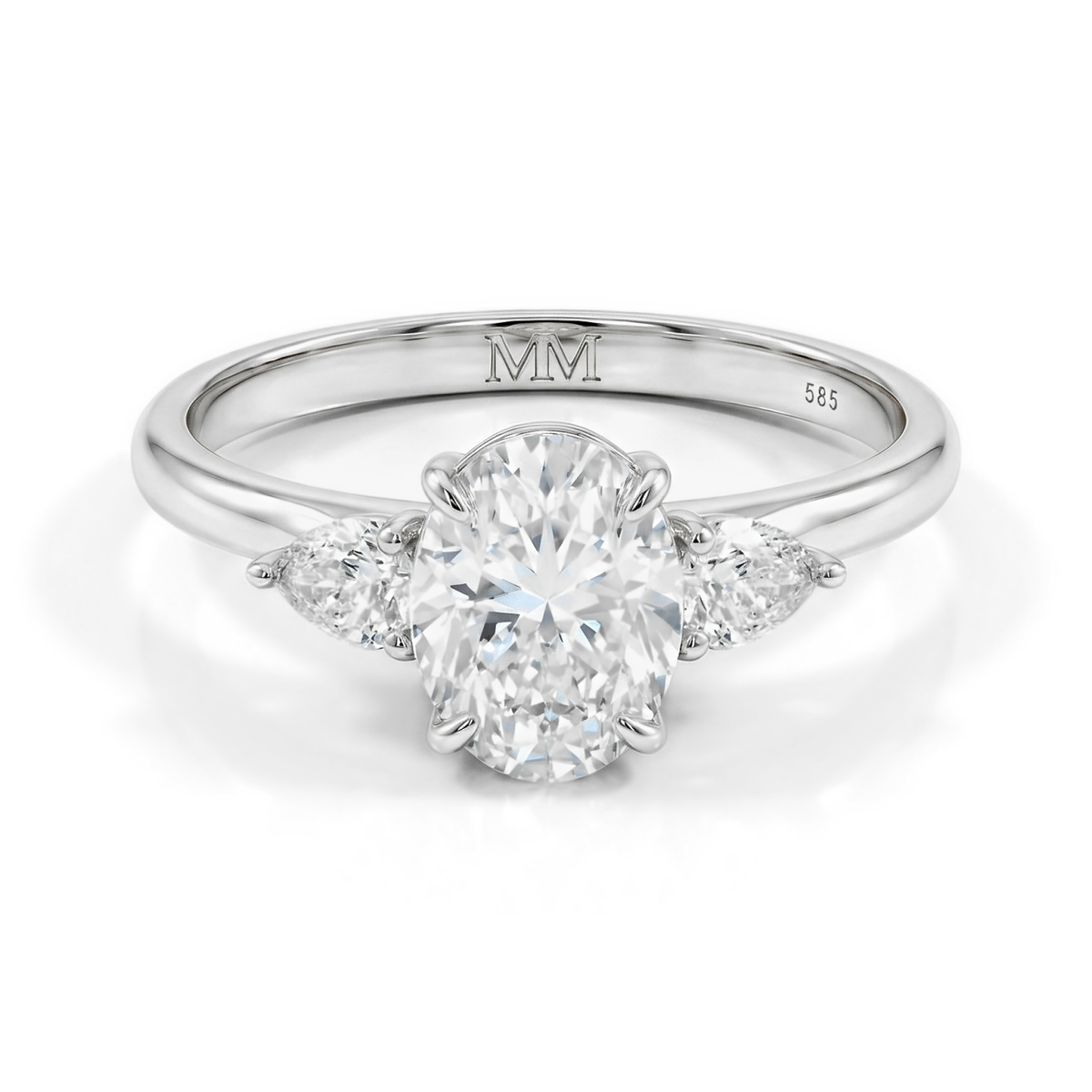 Vivienne - Oval Moissanite Trilogy Engagement Ring