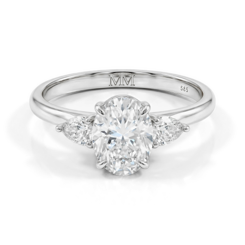 Vivienne - Oval Moissanite Trilogy Engagement Ring