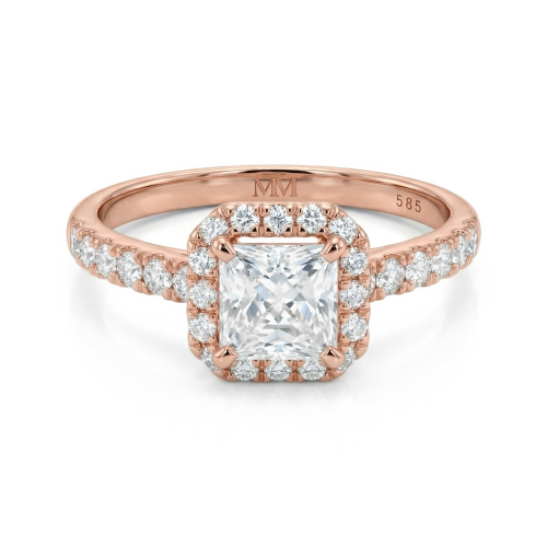 Regalia - Princess Cut Moissanite Halo Ring with Pave Band