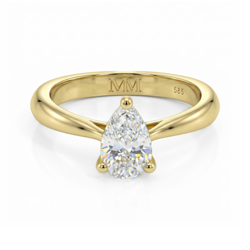 Larissa - Pear Solitaire Moissanite Ring