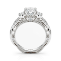 Circe - Vintage Inspired Moissanite Engagement Ring with Side Stones and Filigree Detailing