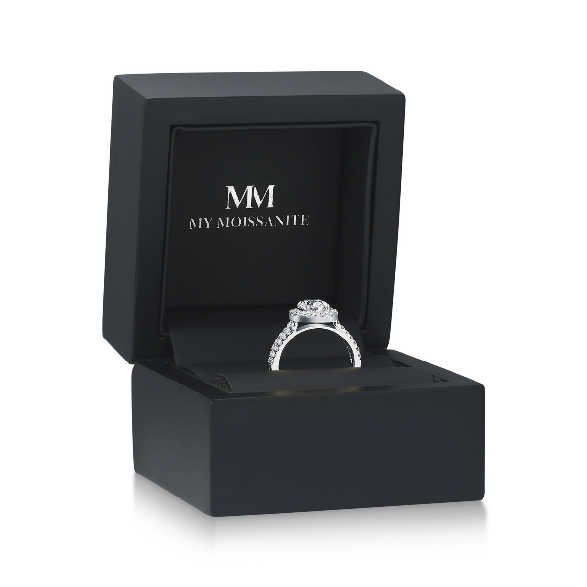 Ovalea - Oval Cut Moissanite Ring with Halo Pavé Design