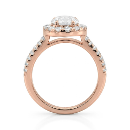 Ovalea - Oval Cut Moissanite Ring with Halo Pavé Design
