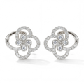 Vortexia - Floral Motif Moissanite Clover Earrings With Pave-Set Sparkle