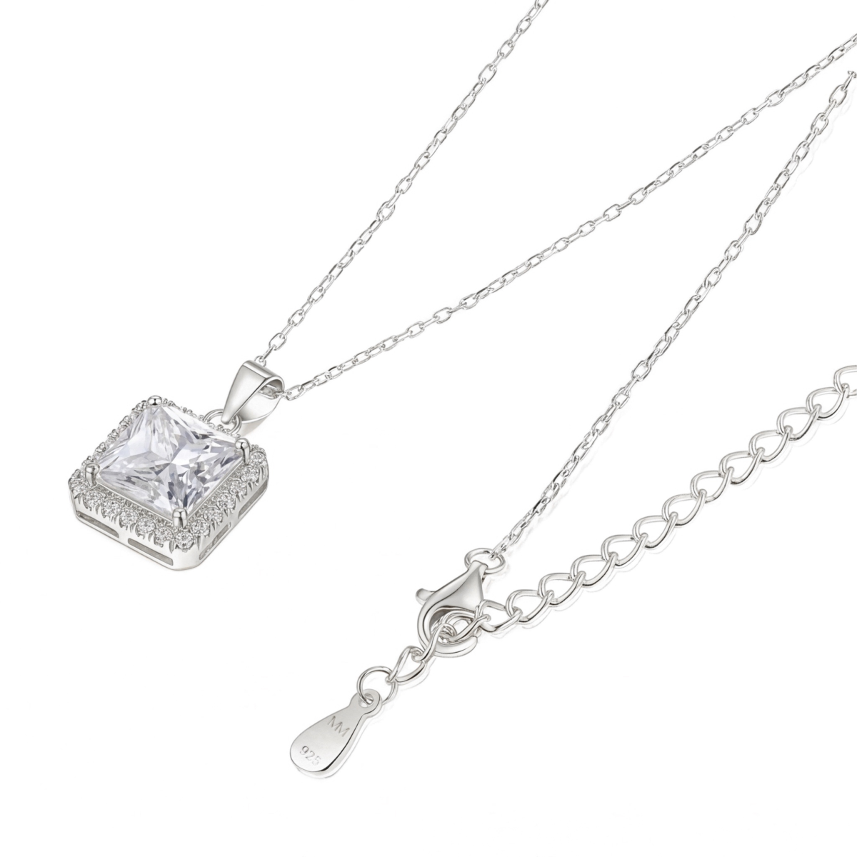Radiance - Princess Cut Halo Moissanite Pendant