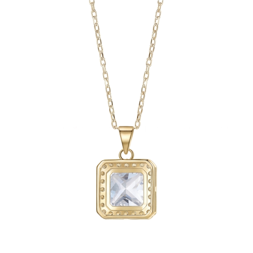 Radiance - Princess Cut Halo Moissanite Pendant