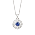 Purelle - Royal Blue Moissanite Halo Pendant with Link Chain