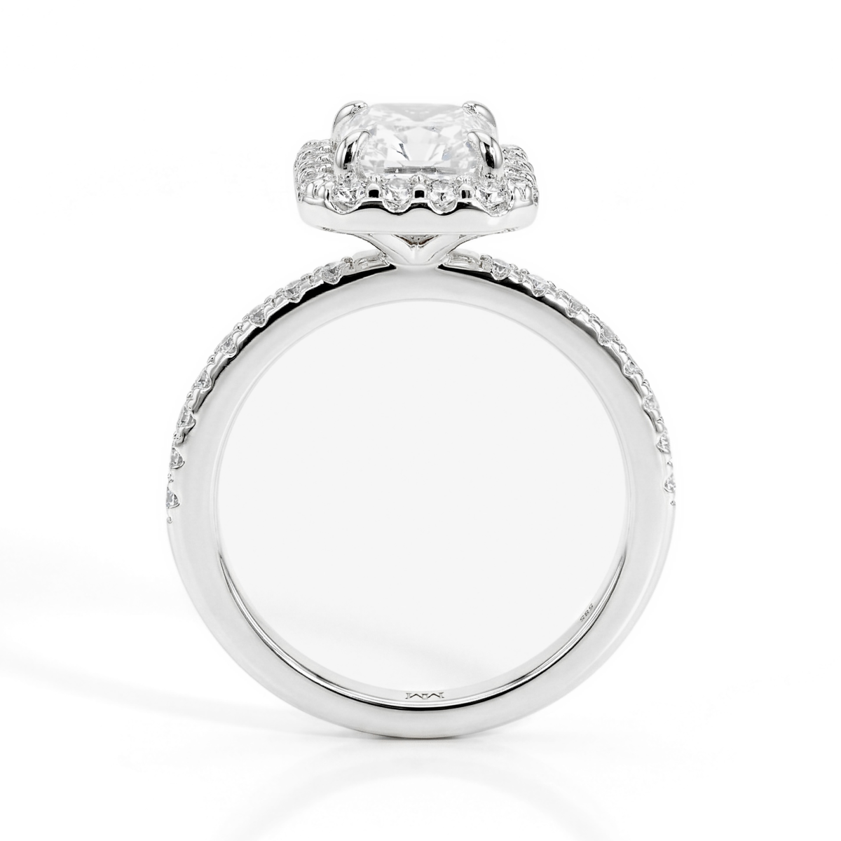 Esmeralda - Emerald Halo Moissanite Ring With Side Stones