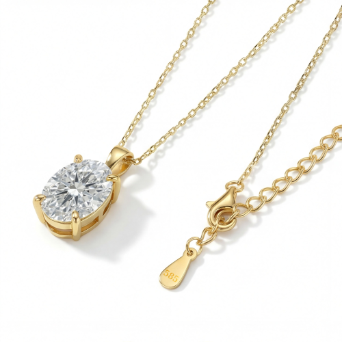Ovaluxe - Oval Moissanite Pendant with Elegant Four-Prong Design