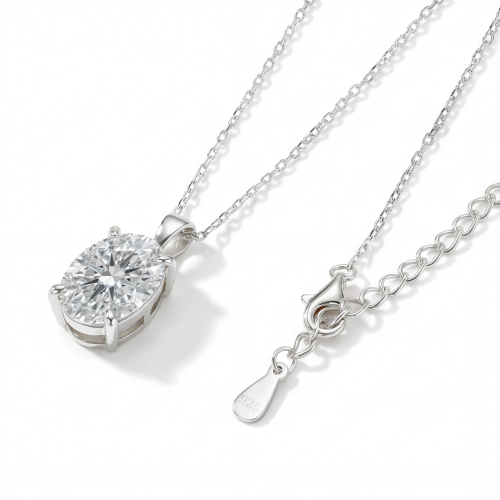 Ovaluxe - Oval Moissanite Pendant with Elegant Four-Prong Design
