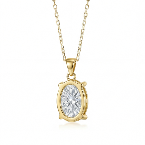 Ovaluxe - Oval Moissanite Pendant with Elegant Four-Prong Design
