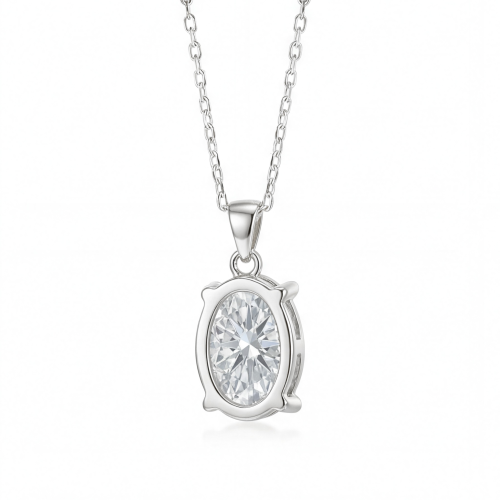Ovaluxe - Oval Moissanite Pendant with Elegant Four-Prong Design
