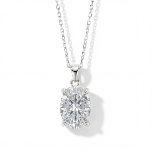Ovaluxe - Oval Moissanite Pendant with Elegant Four-Prong Design
