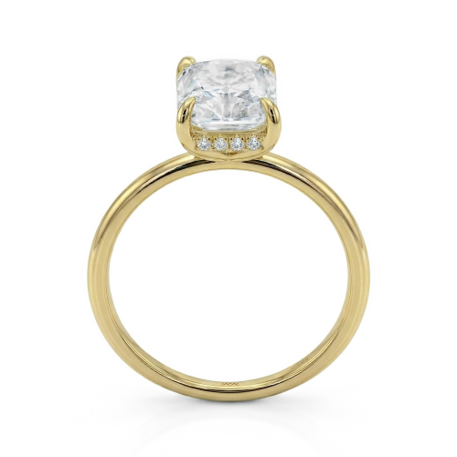 Mirabelle - Radiant Cut Moissanite Solitaire Ring with Basket Setting and Hidden Halo