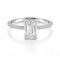 Veridian - Emerald Cut Moissanite Ring With Pavé-Set Band