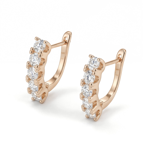 Cascade - Linear Moissanite Hoop Earrings
