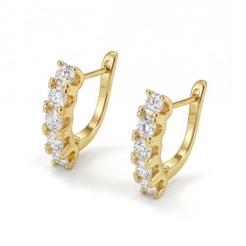 Cascade - Linear Moissanite Hoop Earrings