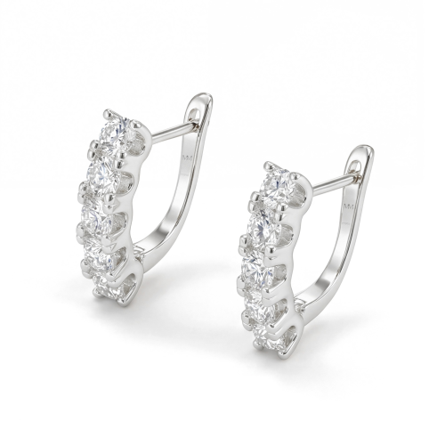 Cascade - Linear Moissanite Hoop Earrings