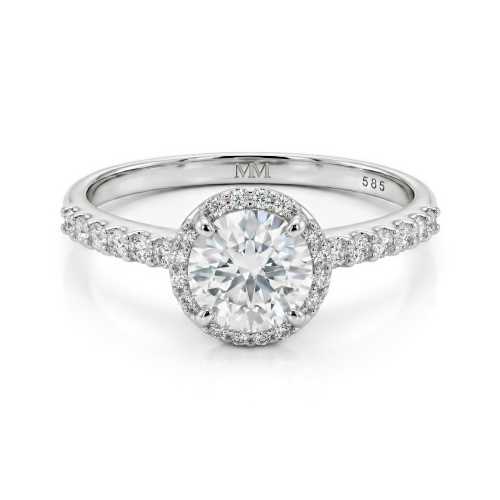 Glimmerette - Luxurious Halo Moissanite Ring with Pavé Accents