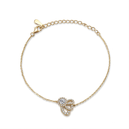 Ornella - Floral Halo Moissanite Bracelet with Adjustable Chain