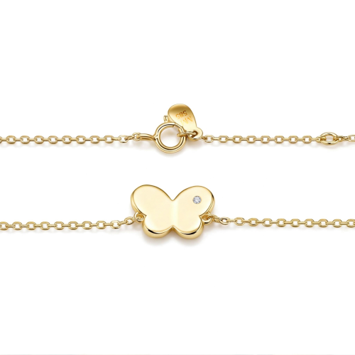 Papillon - Moissanite Butterfly Charm Bracelet with Adjustable Chain