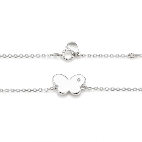 Papillon - Moissanite Butterfly Charm Bracelet with Adjustable Chain