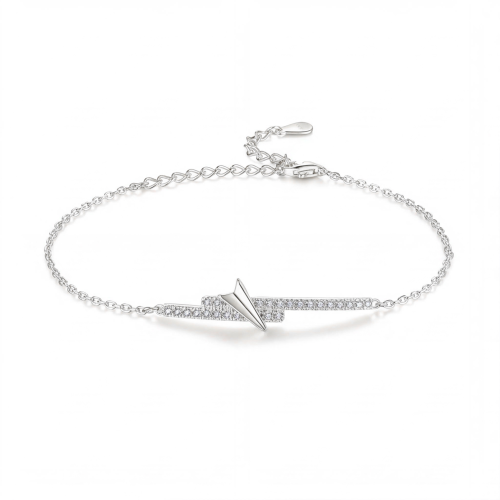 Volute - Chevron Moissanite Bracelet with Pavé Setting
