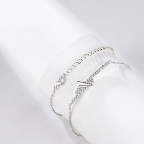 Volute - Chevron Moissanite Bracelet with Pavé Setting